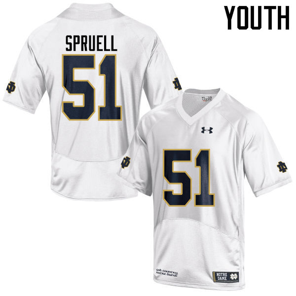 Youth NCAA Notre Dame Fighting Irish #51 Devyn Spruell Stitched College Under Armour Authentic White Football Jersey ZM10V41KP